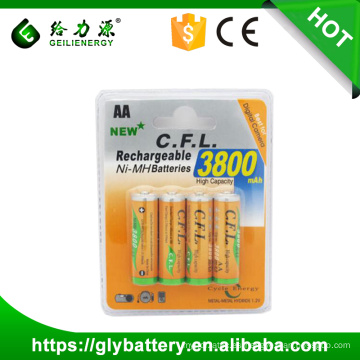 Baterías recargables aa al por mayor del mejor precio 3800mah batería 1.2v